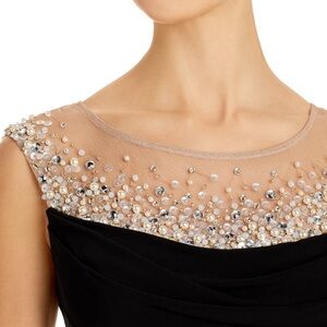 Adrianna Papell Black and Gold Embellished Mini Dress